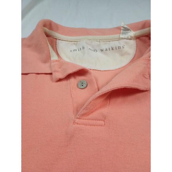 Smith & Watkins Sz L Men Orange Textured  Polo Shirt - Picture 4 of 12